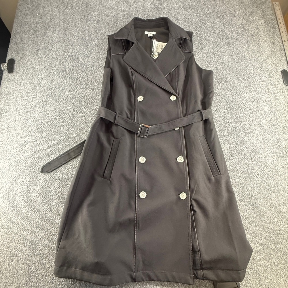 Cato Womens Black Sleeveless Double Breasted Belted Trench Dress Size 16 NWT